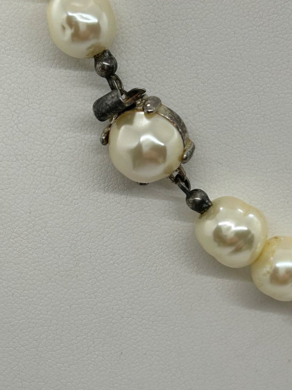Vintage Faux Baroque Pearl Choker Necklace 15" With Box Clasp Elegant - Picture 7 of 16